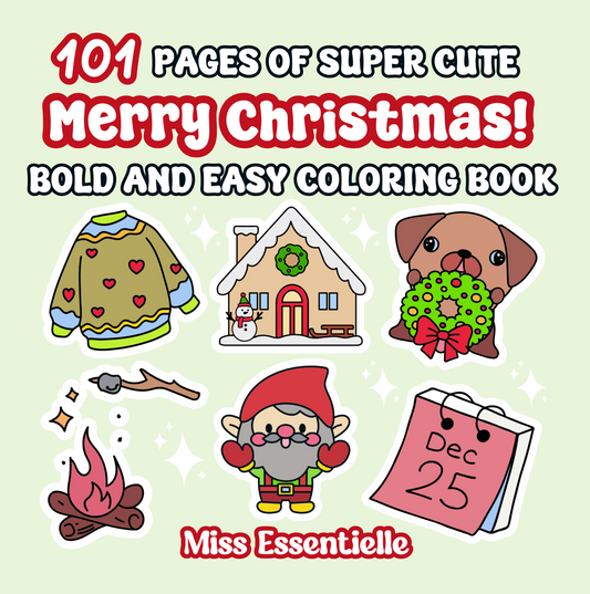 Merry Christmas by Miss Essentielle - Bold & Easy Digital Coloring Book Printable